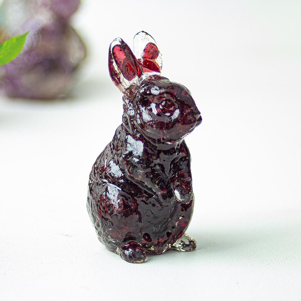 Resin Crystal Standing Bunny Decor For Home Office Gift Collectible
