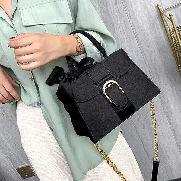 Frauen Vintage Tragbare Handtasche Vielseitige Einzelne Schulter Schräg Über Tasche Weibliche Einfarbig Kleine Quadratische Kette Tasche