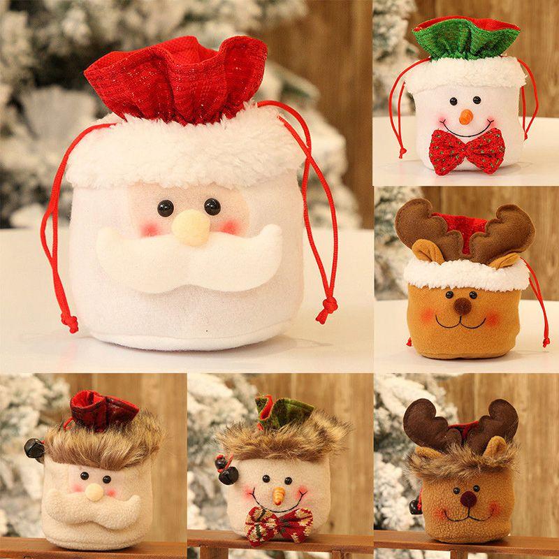 Charming Christmas Kids Gift Candy Bags Featuring Santa Claus Snowman And Elk Design