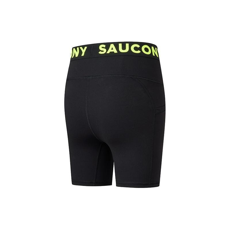 Saucony Logo Letter Print High Waist Fitness Training Shorts Women shorts Black SC1249013A-BK01