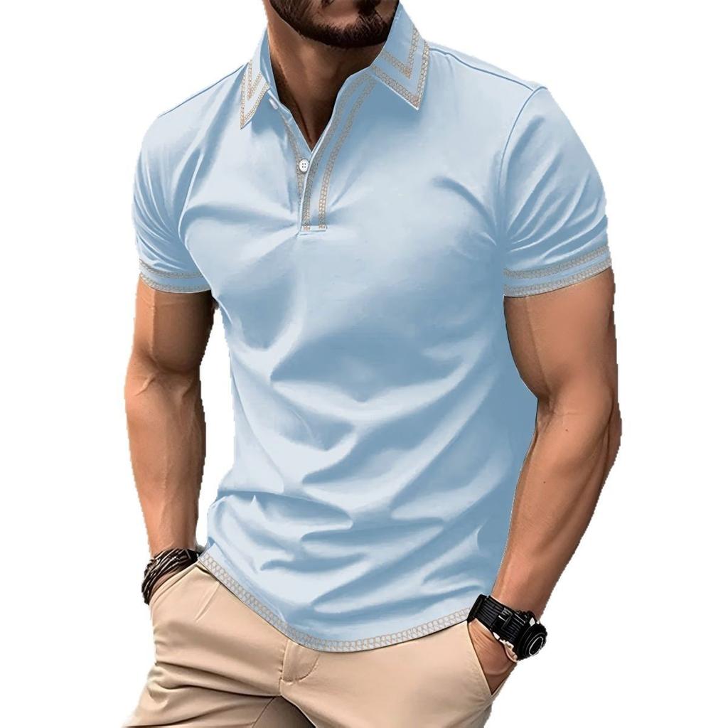 New summer men's casual short-sleeved polo shirt with a collared neckline