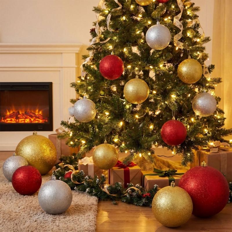 Glittering Gold Christmas Baubles Shatterproof Sequins Christmas Ball Ornament For Desktop Tree Door Mantels Ceiling Holiday Dec