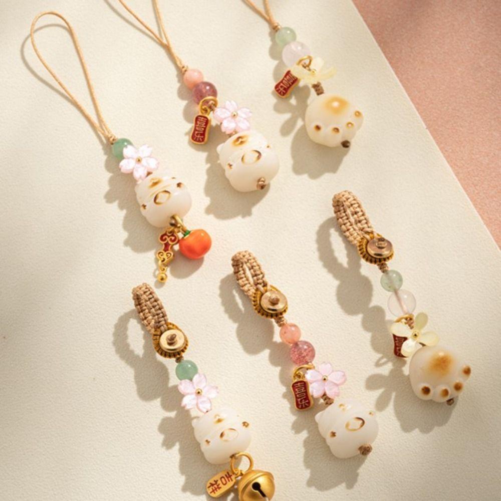 Resin Cat's Paw Pendant Chinese Style Lucky Bodhi Root Keychain Exquisite   Backpack Decor