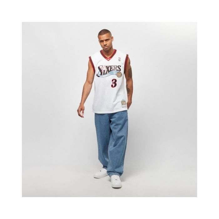 T-shirt - Mitchell et Ness - Nba Swingman - Biały - Krótki rękaw - Oddychający