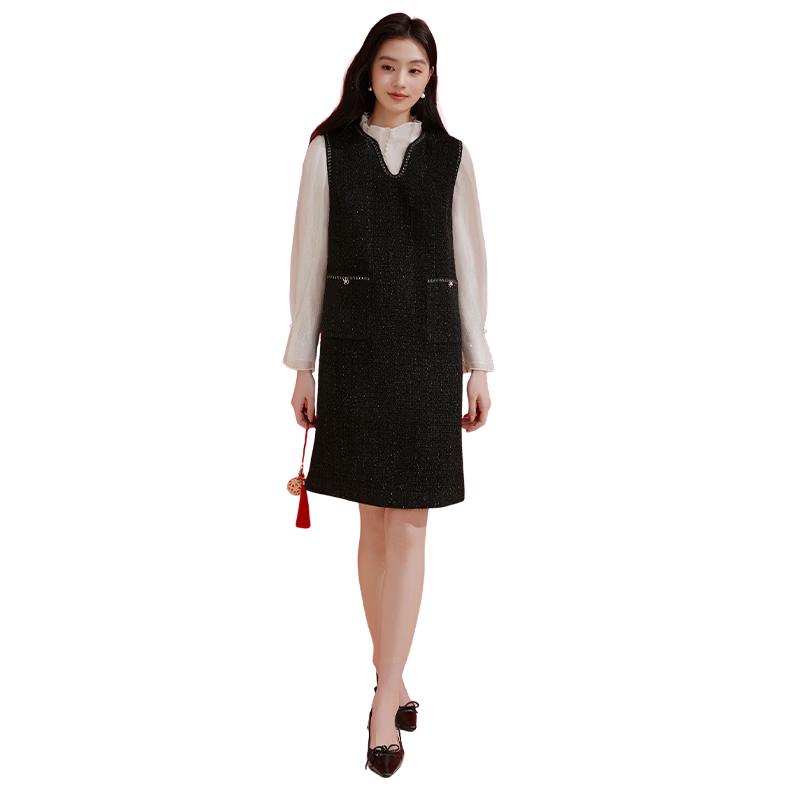 

Xiangying V-Neck Sleeveless Tweed Dress L