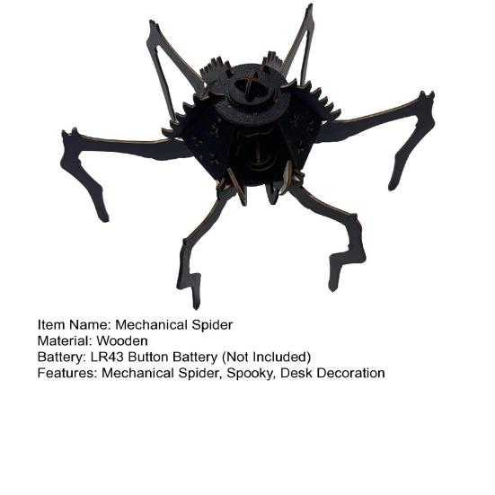 3D Wooden Puzzle Spider Model with Light Steampunk Mechanical Spider Figurine 3D Jigsaw Puzzle Desk Ornament for Halloween Decor