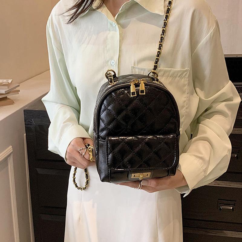 Factory backpack women's 2025 new fashion high sense diamond small schoolbag lightweight small chain versatile backpack