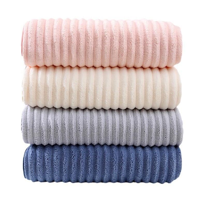 GPPNKC Candy Stripe Coral Fleece Bath Towel