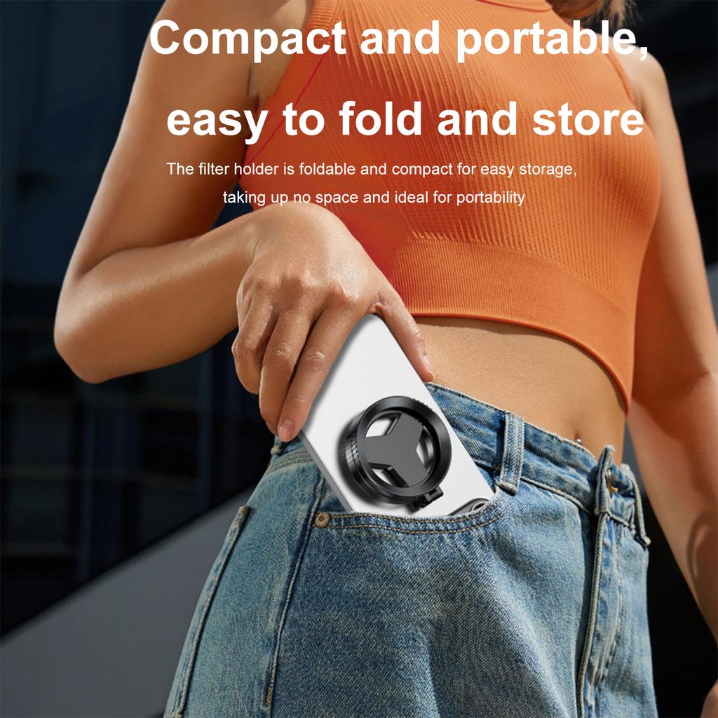 2 in 1 Magnetic Phone Filter Lens 52mm CPL Polarized Star Filters Glare Reduction Foldable Polarized Lens &