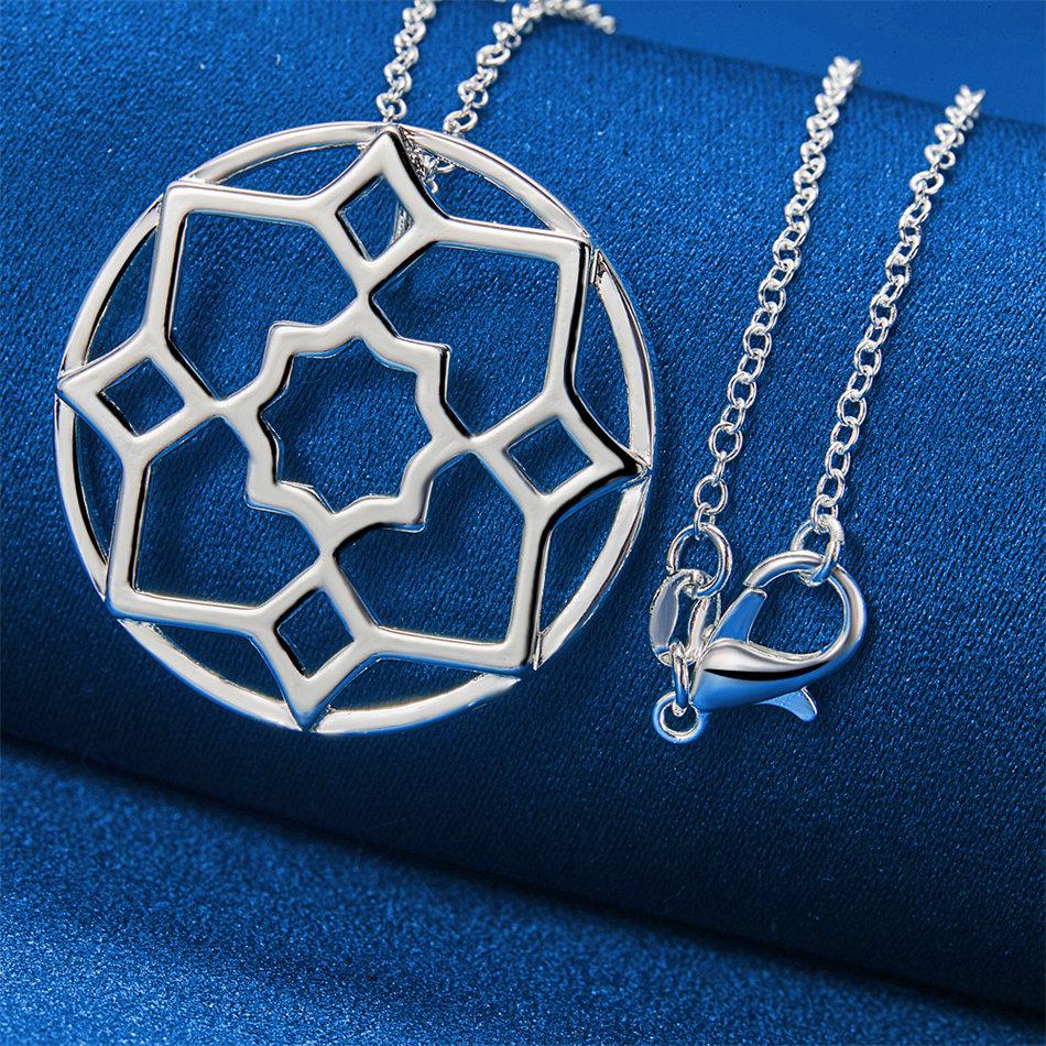 925 Sterling Silver 16-30 Inch Women's Exquisite Flower Pendant Necklace Accessories Wedding Gift Fashion Jewelry