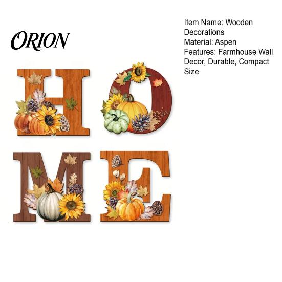 Rustic Autumn Decorations 4PCS Wooden HOME Sign, with Wood Grain Texture Wall Decor, Split Flexible Letter Decor Design Style Hanging for Thanksgiving