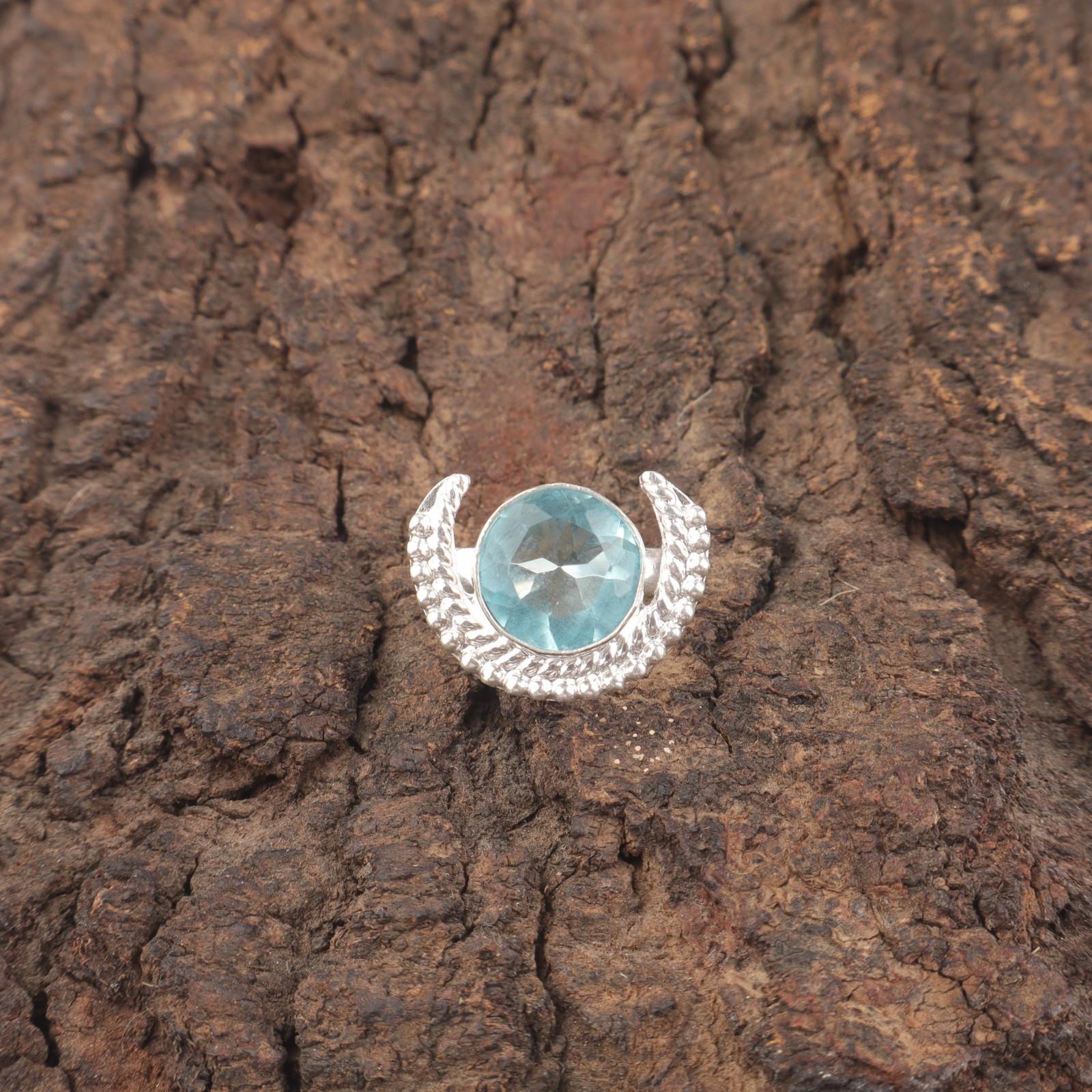 

Natural Sky Blue Topaz 925 Silver Birthday Handcrafted New Eternity Ring Jewelry RR-48-2 15