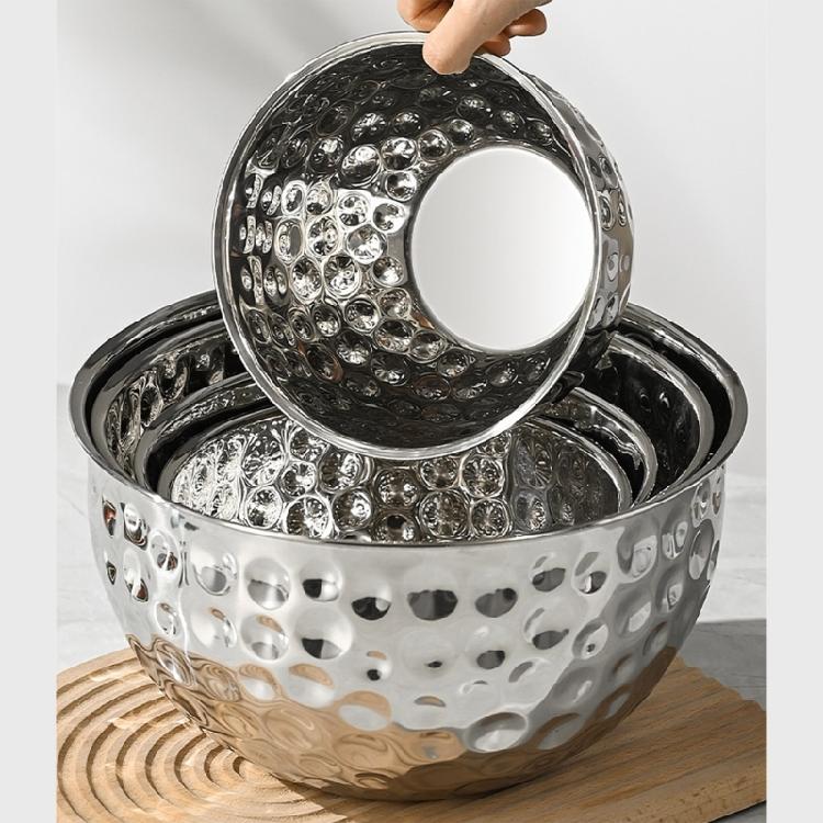 Heavy Duty 304 Nonrust Steel Hammered Salad Tray Serving Bowl Suitable For Family Gatherings And Outdoor Picnics
