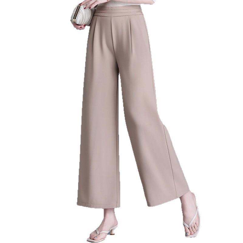 Elastic High-Waist Wide-Leg Pants for Middle-Aged and Elderly Women - Spring/Summer Slimming, Loose, Long Style