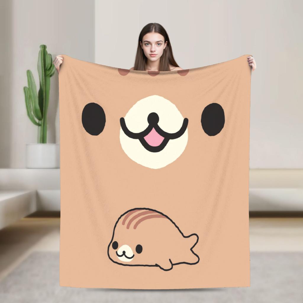 Soft Blanket Airplane Travel Cute M-Mamegoma Seal Anime Throw Blanket Flannel Bedspread For Couch Bed Fashion Sofa Bed Cover