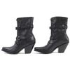 CELINE short boots Berlin Center zip with belt black leather Women 35 308B77 Used