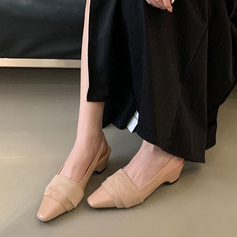 Fashion 2025 New  Elegant Women Heeled Sandals Shoes Female Slip On Footwear Shallow Fashion Pointed Toe Ladies Low Heel Sandals Shoes