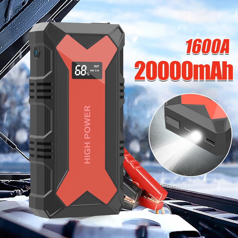 20000mAh Car Jump Starter Battery 1600A Output Portable Emergency Start-up Charger for Cars Booster Battery Starting Device