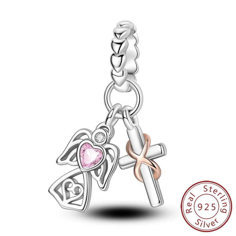 Fit Original Bracelet Copper Religion Cross Madonna Pendants Charms Beads For Women Jewelry Making Gift