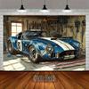 2D plane, 1 piece of 2D plane retro garage racing theme background, suitable for photography, events and parties