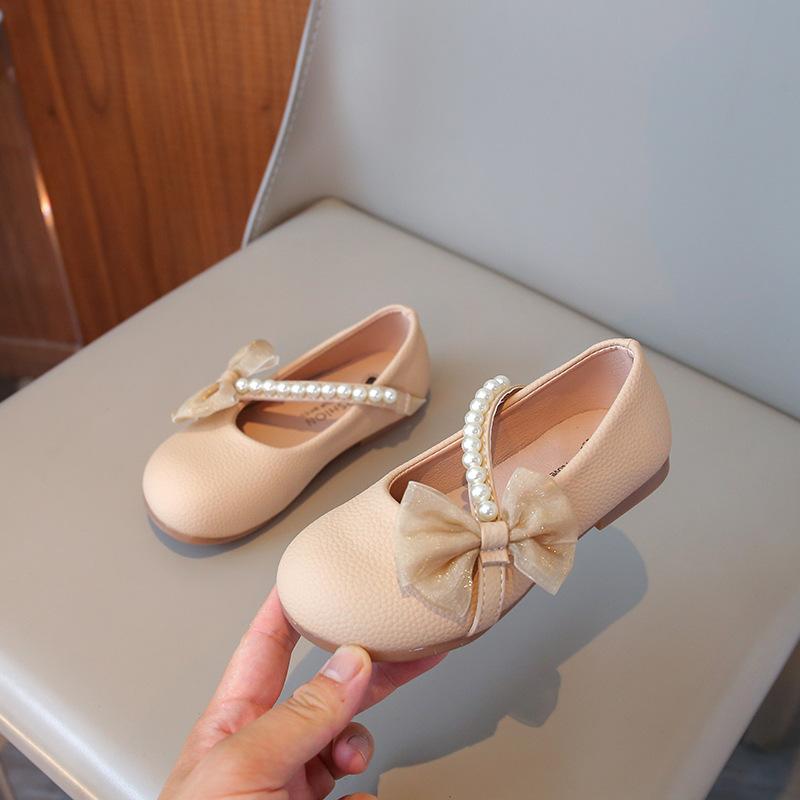 

Туфли Мэри Джейн из кожи для девочек 2025 весна и осень новая белая жемчужная маленькая девочка детская обувь на мягкой подошве в зарубежном стиле 25 inner length 15.5 абрикосовый