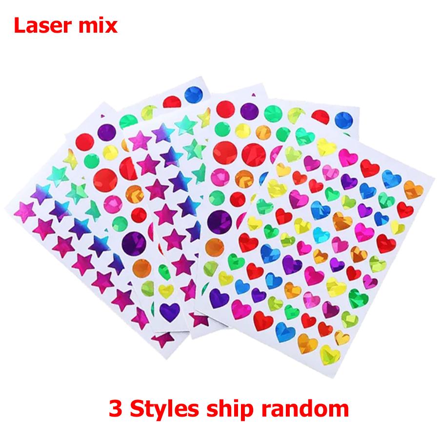 10 Sheets Colorful Self-adhesive Diary Graffiti Stickers Student Notebook Decoration Heart Star Dot Sticker for Scrapbook Album