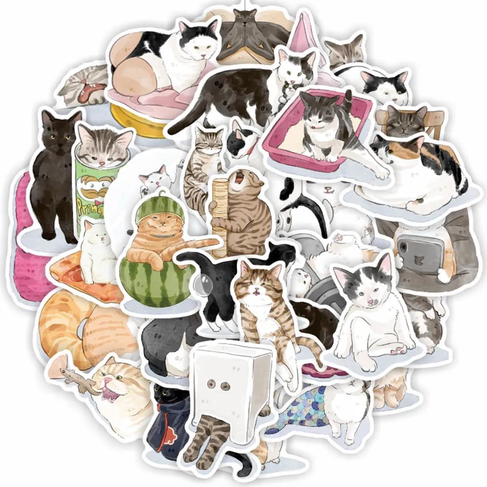 52Pcs Cute Cat Stickers Kawaii Animal Decals Diy Suitcase Fridge Phone Laptop Guitar Car Graffiti Cartoon Sticker Kids Toys Gift