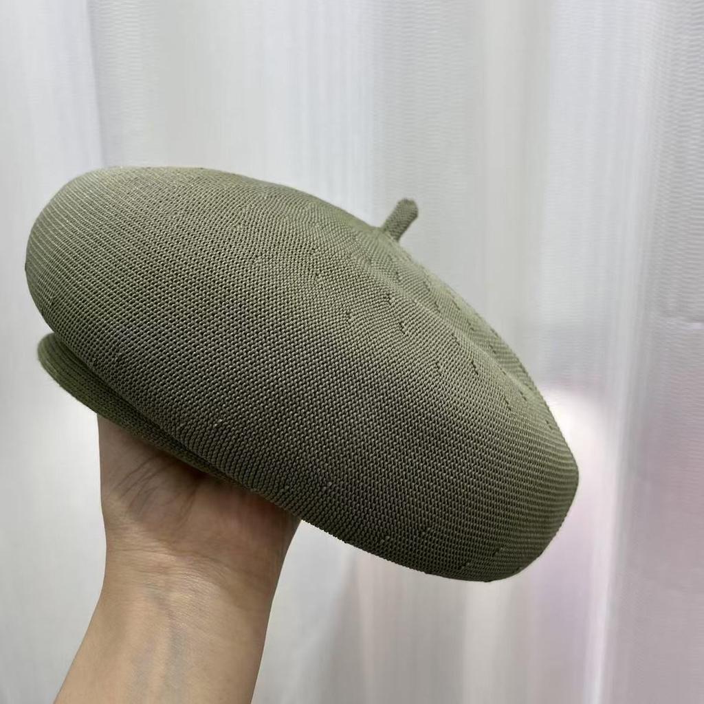 Maillard Brown Three Dimensional Breathable Knitted Beret Women's Autumn and Winter Face Decoration Versatile Hat