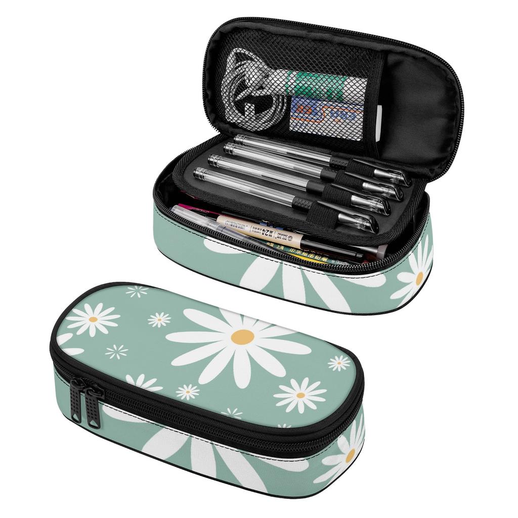 School Pencil Case 300D Polyester Large Capacity Smooth Zipper with Mesh Pocket Removable Divider and Pen Slots for Students