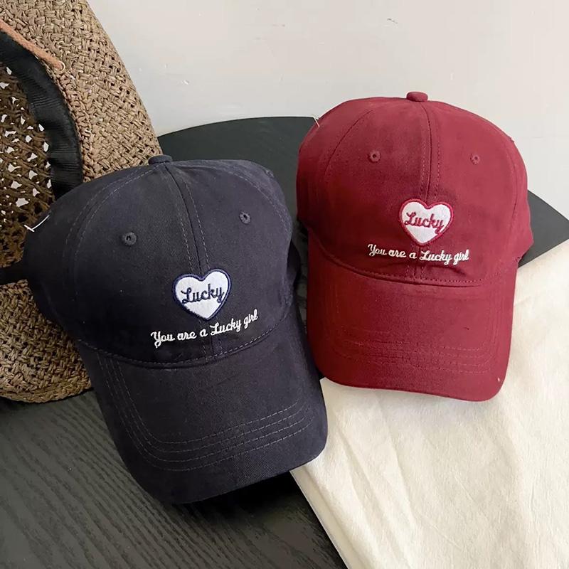 Ricygvm Pink Love Baseball Hat For Women Sunshade Duck Tongue Hats Embroidered Peaked Cap Fashion Girls Sport Sunscreen Visors