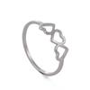 Minimalist Three Hearts Wedding Rings Stainless Steel Love Casual Finger Rings Friend Gift Trendy Jewelry