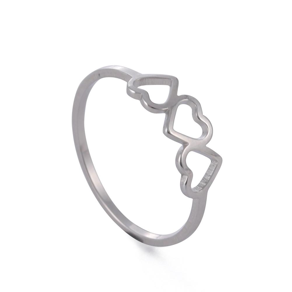 Minimalist Three Hearts Wedding Rings Stainless Steel Love Casual Finger Rings Friend Gift Trendy Jewelry