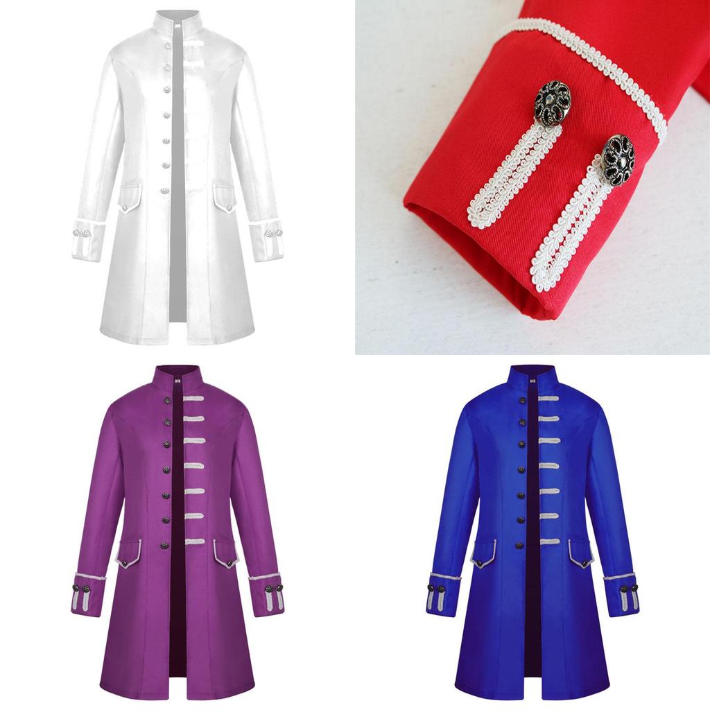 Renaissance Medieval Men Steampunk Jacket Gothic Retro Uniform Coat Windbreaker