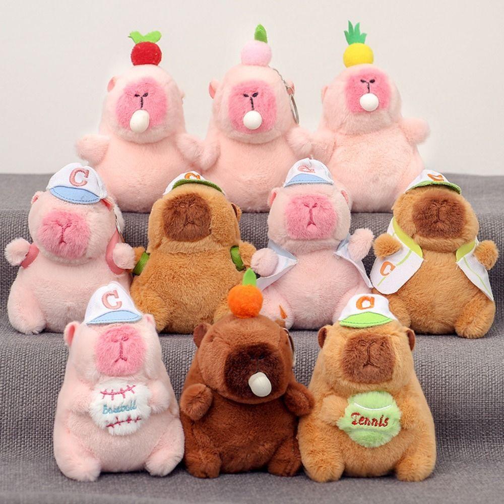 Pink Capybara Plush Pendant Persimmon Capybara Plushie Doll Capybara Plush Keyring Christmas Gift
