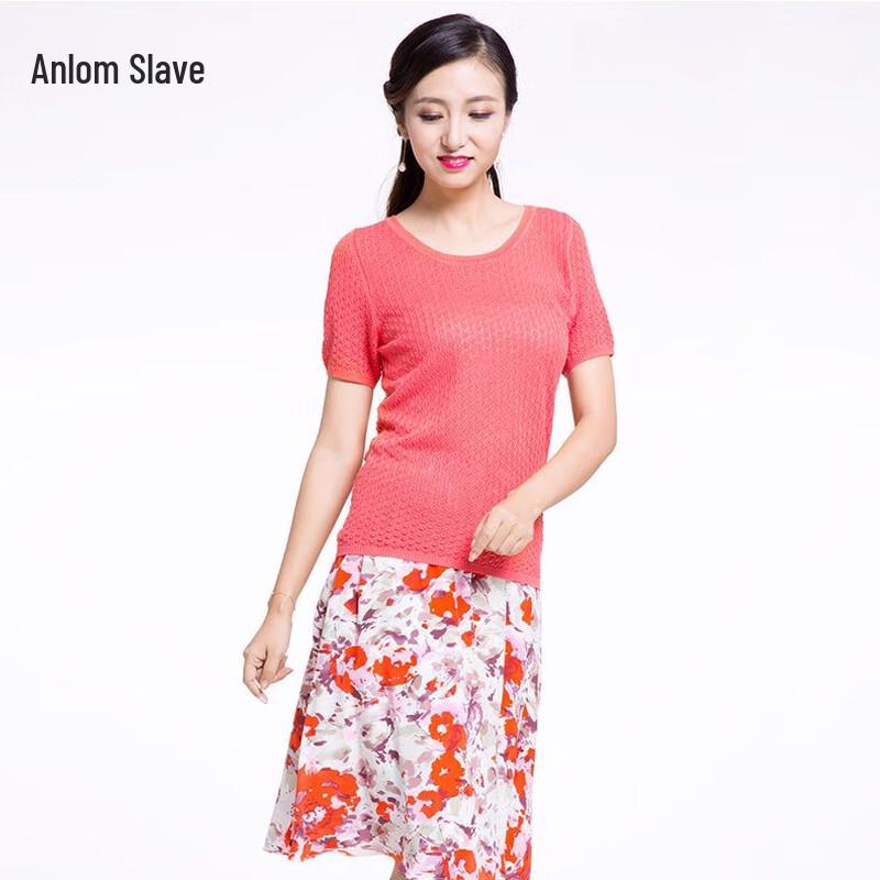 

Anlom Women s Versatile Mulberry Silk Blend Short Sleeve Knit Pullover XL