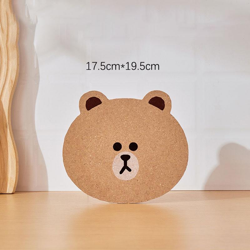 

Bear Wooden Coaster Heat Insulation and Anti-slip Drink Coffee Mat Reusable Natural Round Placemat Tableware Set Kitchen Dishes