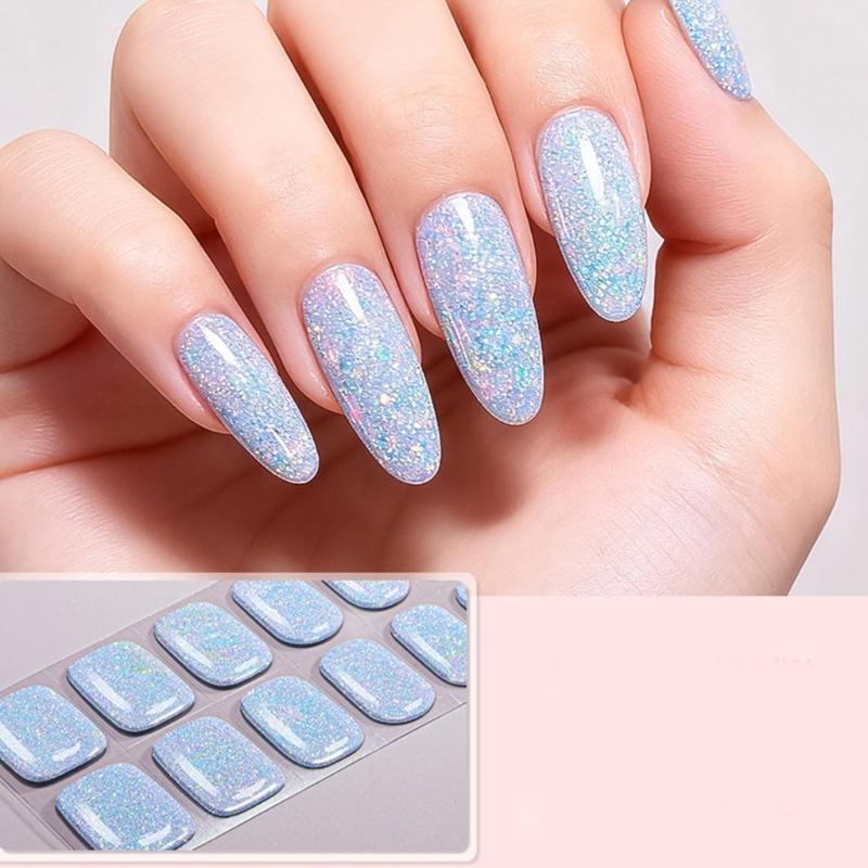 1Set Gel Nail Stickers 22pcs Color Variety Nail Art Set Full Nails Wraps for Women Easy to Apply