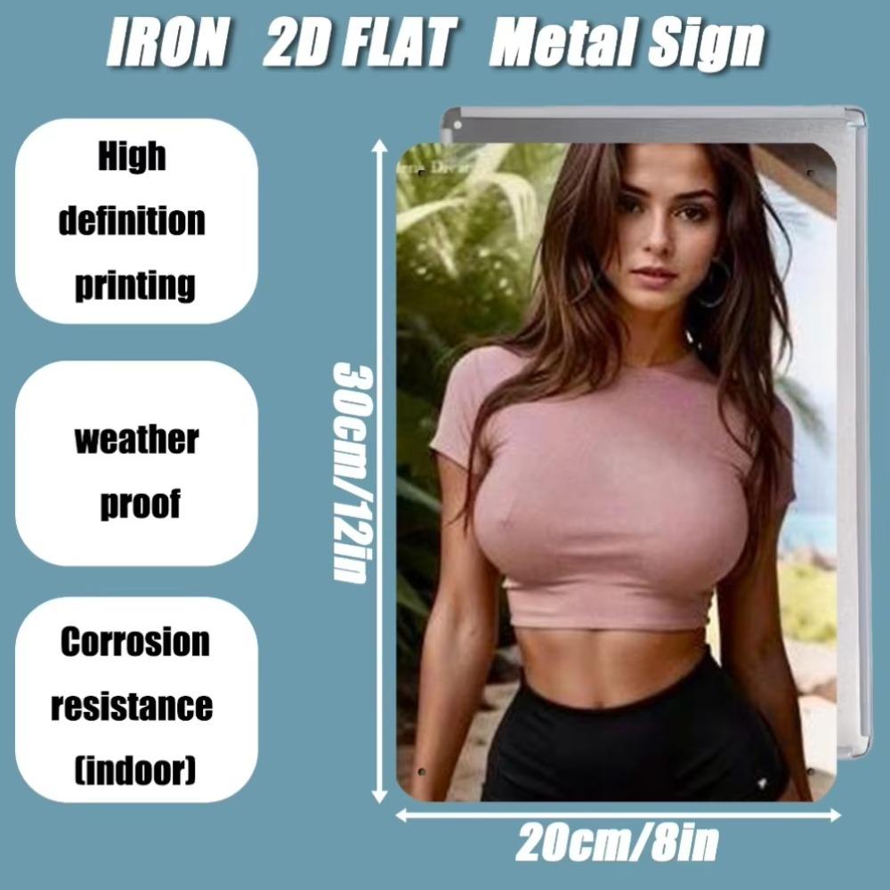 Vintage Metal Wall Sign Pink Black Retro Decor Laundry Bathroom Entryway