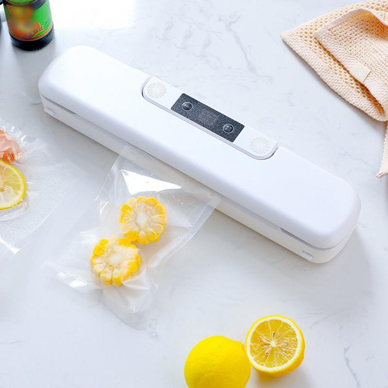 Vacuum Sealer MachineCompact Food Saver with Vacuum Sealer Bags Dry Moist Fresh Modes Air Sealing for Kitchen Food Storage White