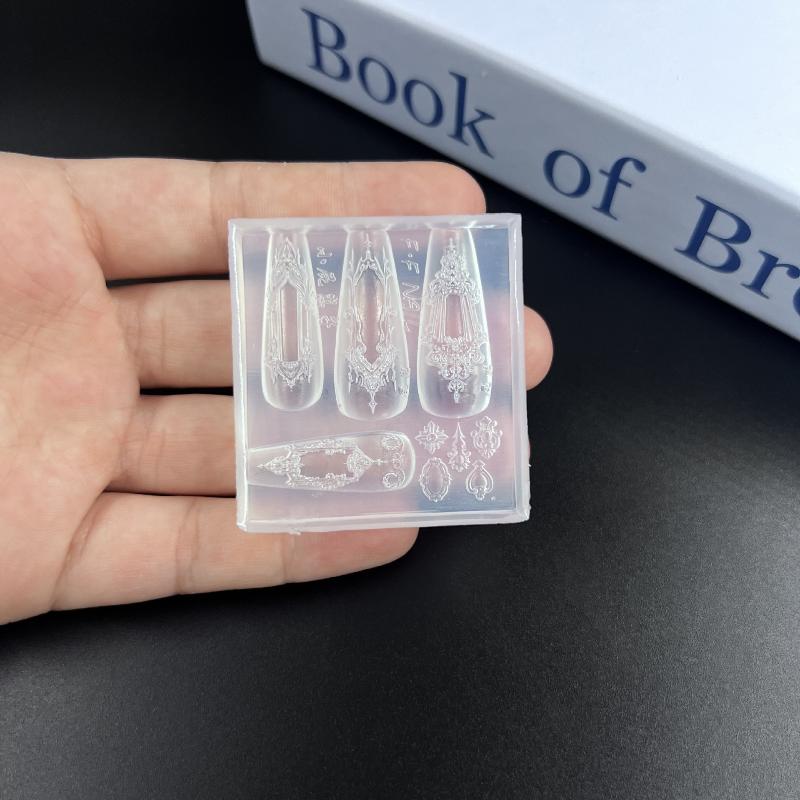 Retro Pattern 3D Silicone Nail Mold Diy Weaving Sweaters Bows Flower Design Transparent Nail Template Nail Art Decoration