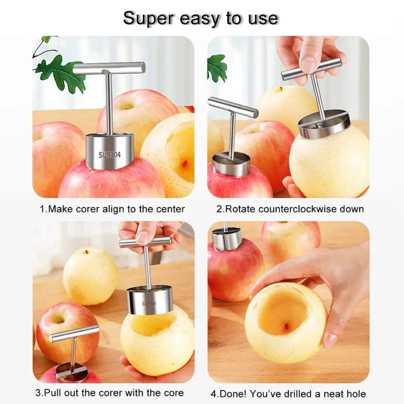 1/2PCS New Stainless Steel Vegetable Drill Fruit Corer Remover Veggie Corers With 2 Sizes for Coring and Hollowing Out  Potatoes