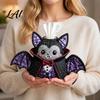 Handicraft Enthusiasts Patchwork Tissue Box DIY Sewing Kit Halloween Theme Fabric Craft Spooky Ornament Making Set Quilted Cover for Home
