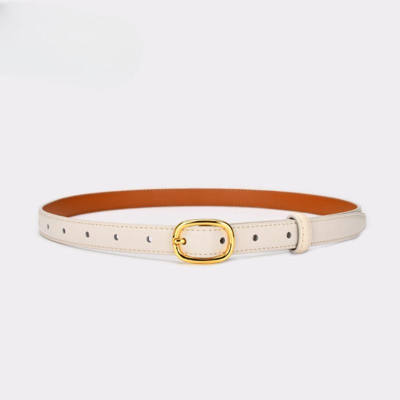 

Leather Head Belt for Women Simple and Fashionable Thin Belt Decorative Jeans Versatile Retro Belt Thin Belt 105cm
