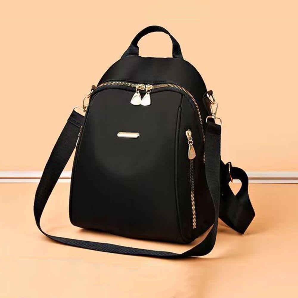 Multi-functional Black Shoulder Bag Small Retro Backpack Korean Style Nylon Backpack Students