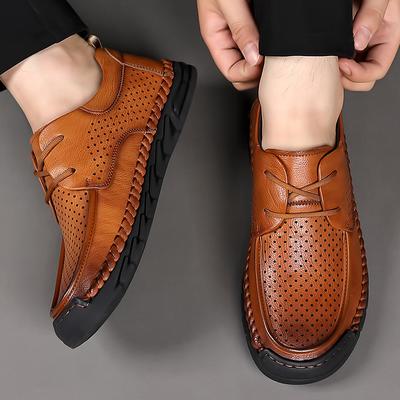 Mode Sommer Hohe Qualität Herren Loch Atmungsaktiv Freizeit Modemarke Herren Outdoor Bequem Fahren Weich Rutschfest Oxford Schuhe