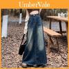 Denim A-Linien-Rock mit Vintage-Waschung für Freizeitkleidung