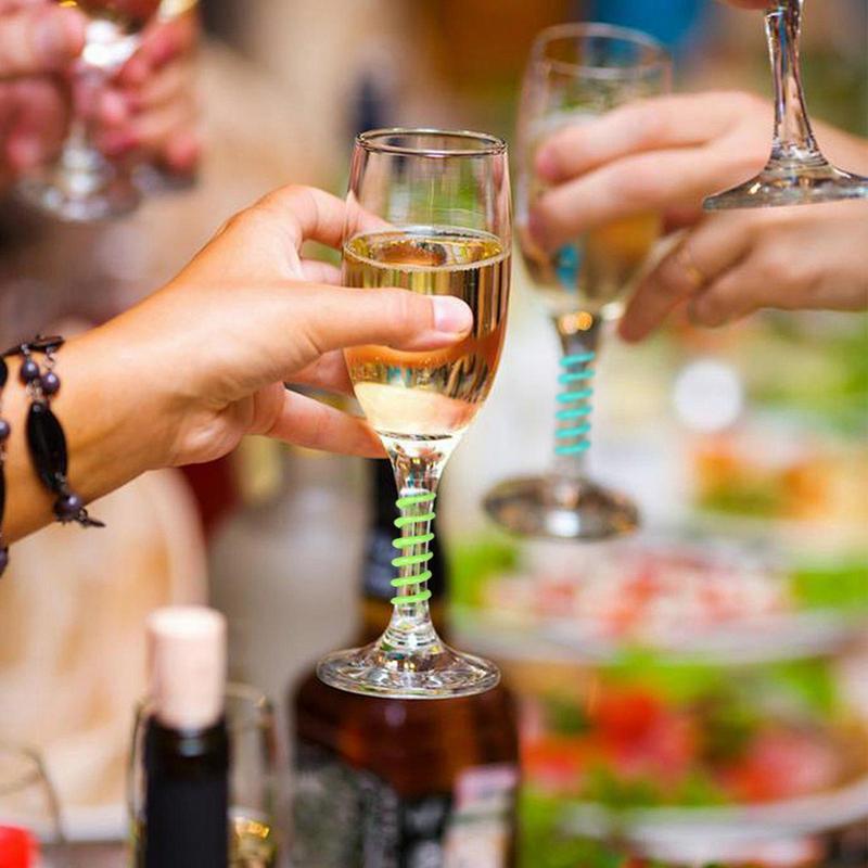 Drink Markers 6X Wine Stem Glass Markers Set Vibrant Silicone Drink Decorations For Cocktails Champagne Wedding Beach