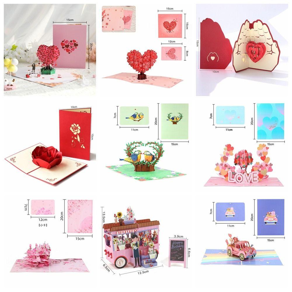 3D Design 3D Pop Up Card Paper Greeting Card Creative Love Postcard Birthday