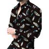 Men's Long-sleeved 3D Feather Print Shirt, Party and Vacation Slightly Elastic and Breathable Digital Print Shirt