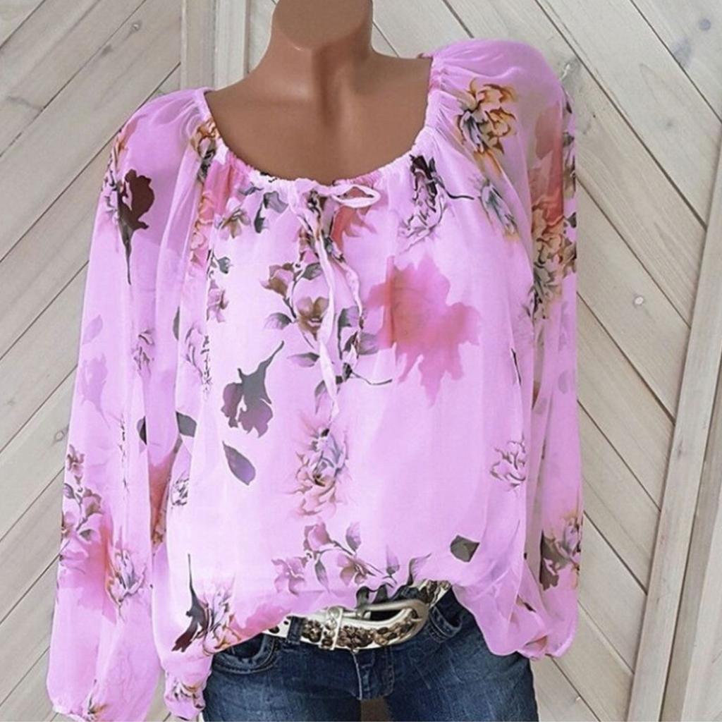Damen-Blusenoberteile mit Blumenmuster in Übergröße, lässige Tunika, lockere T-Shirts